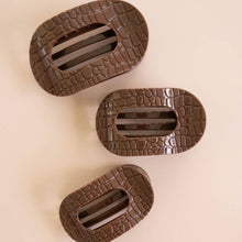 Load image into Gallery viewer, Brown Crocodile Medium Flat Round Hair Clip
