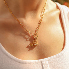 Load image into Gallery viewer, Stainless Steel Paperclip Carabiner Charm Holder Necklace: Gold / 18"+2"