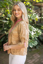 Load image into Gallery viewer, Floral Embroidered and Sequins Button Down Top