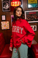 Load image into Gallery viewer, 'MERRY' Embroidered Mock Neck Sweatshirt