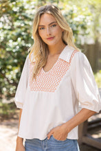 Load image into Gallery viewer, 36929 Collared V-Neck Smocked Yoke Top: Red / M