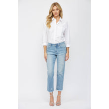 Load image into Gallery viewer, MID RISE CIGARETTE CROP: POWER BLUE