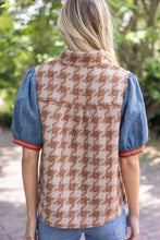 Load image into Gallery viewer, 37002 Stripe Denim Sleeve Houndstooth Tweed Top: Sage / L