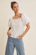 Load image into Gallery viewer, Ivory Bloom Square Neck Blouse