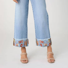 Load image into Gallery viewer, EverStretch Wide Leg Crop with Embroidered Cuff