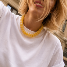 Load image into Gallery viewer, Chunky Resin & Natural Stone Bead Necklace: Honey Caramel