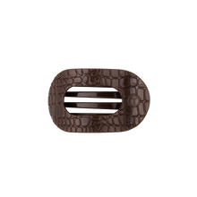 Load image into Gallery viewer, Brown Crocodile Small Flat Round Hair Clip