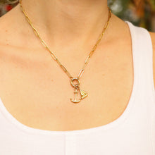Load image into Gallery viewer, Stainless Steel Paperclip Carabiner Charm Holder Necklace: Gold / 18"+2"