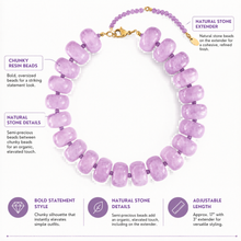 Load image into Gallery viewer, Chunky Resin & Natural Stone Bead Necklace: Honey Caramel