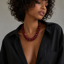 Load image into Gallery viewer, Chunky Resin & Natural Stone Bead Necklace: Honey Caramel
