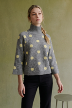Load image into Gallery viewer, SOT1807 Polka-Dot Raglan Turtleneck Knit Pullover: H.GREY/BUTTER / M