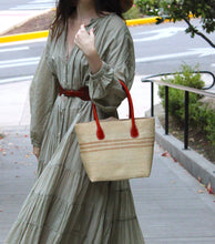 Load image into Gallery viewer, Raja Straw Basket Bag: Denim & Natural