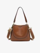 Load image into Gallery viewer, Corinna Bucket Bag ā Two-Tone Canvas Guitar Strap | M2765 : Brown