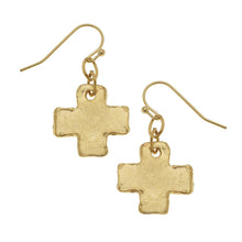 Load image into Gallery viewer, Gold Cross Earrings-Susan Shaw