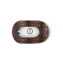 Load image into Gallery viewer, Brown Crocodile Medium Flat Round Hair Clip