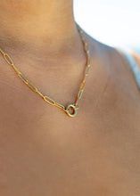 Load image into Gallery viewer, Stainless Steel Paperclip Carabiner Charm Holder Necklace: Gold / 18"+2"