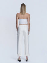 Load image into Gallery viewer, HIGH RISE OPTIC WHITE CUFFED SLIM WIDE JEANS-Vervett