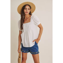 Load image into Gallery viewer, WILD FLOWER WASHED DENIM EMBROIDERY SHORTS WITH POCKETS