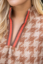 Load image into Gallery viewer, 37002 Stripe Denim Sleeve Houndstooth Tweed Top: Sage / L