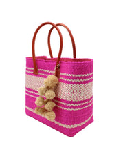 Load image into Gallery viewer, Cabrillo Sisal Basket Bag : Fuchsia with Natural Pom