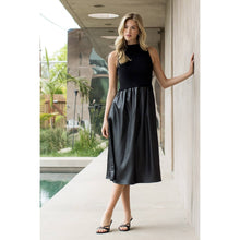 Load image into Gallery viewer, Sleeveless Mixed Media Maxi Dress: BLACK