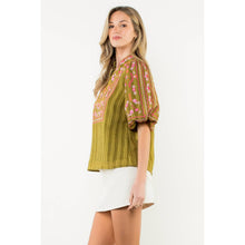 Load image into Gallery viewer, / Embroidered Puff Sleeve Textured Top/THML