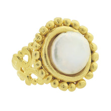 Load image into Gallery viewer, Handcast Gold Adjustable Ring with Genuine Freshwater Coin P