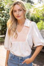 Load image into Gallery viewer, 36929 Collared V-Neck Smocked Yoke Top: Red / M