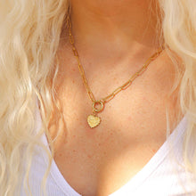 Load image into Gallery viewer, Stainless Steel Paperclip Carabiner Charm Holder Necklace: Gold / 18"+2"