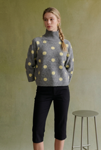 Load image into Gallery viewer, SOT1807 Polka-Dot Raglan Turtleneck Knit Pullover: H.GREY/BUTTER / S
