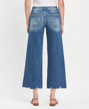 Load image into Gallery viewer, MID RISE MEDIUM DARK WASH RAW HEM WIDE JEANS vervet