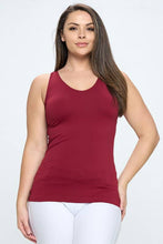 Load image into Gallery viewer, Reversible V or U Neckline Seamless Tank Plus Size: White / Plus