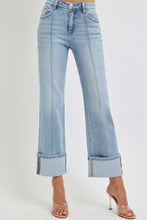 Load image into Gallery viewer, HIGH RISE ANKLE STRAIGHT WIDE CUFFED JEANS