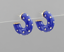 Load image into Gallery viewer, Studded Stone &amp; Poly Resin Hoops
