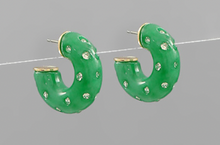 Load image into Gallery viewer, Studded Stone &amp; Poly Resin Hoops
