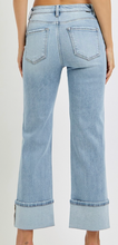 Load image into Gallery viewer, HIGH RISE ANKLE STRAIGHT WIDE CUFFED JEANS