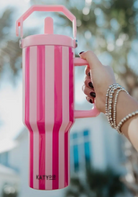 Load image into Gallery viewer, Pink and Hot Pink Striped 40 Oz Cabana Jug Tumbler