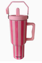 Load image into Gallery viewer, Pink and Hot Pink Striped 40 Oz Cabana Jug Tumbler