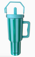 Load image into Gallery viewer, Aqua and Green Striped 40 Oz Cabana Jug Tumbler