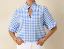 Load image into Gallery viewer, Nantucket Check Stand Collar Top