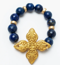 Load image into Gallery viewer, Lapis Lazuli with Kait Cross Bracelet