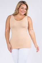 Load image into Gallery viewer, Reversible V or U Neckline Seamless Tank Plus Size: White / Plus