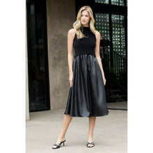 Load image into Gallery viewer, Sleeveless Mixed Media Maxi Dress: BLACK