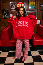 Load image into Gallery viewer, IT2594E-JESUSWT | Gingham Applique Mock-Neck Sweatshirt: Red / S/M-L/XL (3-3)