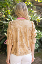 Load image into Gallery viewer, Floral Embroidered and Sequins Button Down Top