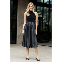 Load image into Gallery viewer, Sleeveless Mixed Media Maxi Dress: BLACK