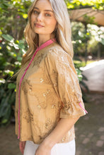 Load image into Gallery viewer, Floral Embroidered and Sequins Button Down Top