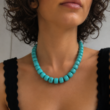 Load image into Gallery viewer, Chunky Resin & Natural Stone Bead Necklace: Honey Caramel