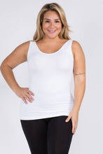 Load image into Gallery viewer, Reversible V or U Neckline Seamless Tank Plus Size: White / Plus