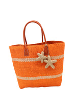 Load image into Gallery viewer, Havana Sisal Basket Bag with Starfish Charm Embellishment: Coral